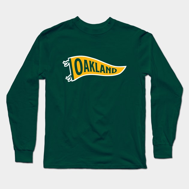 Oakland Pennant - Green 2 Long Sleeve T-Shirt by KFig21